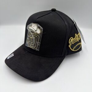 MZ Hats San Diego Padres Snapback Hat Black Gold Play Hard Win Custom Cap OSFM